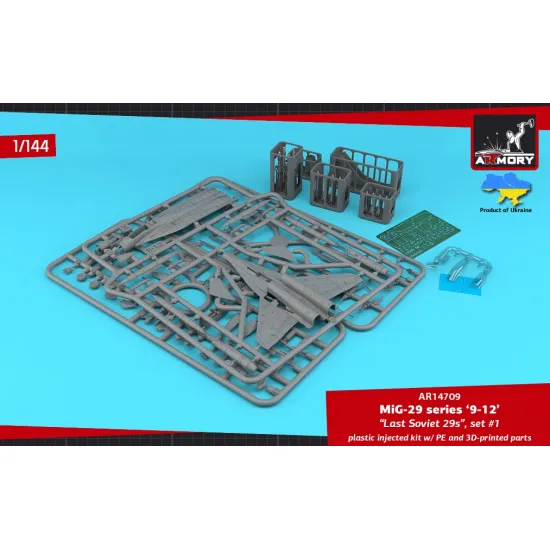 Armory 14709 1/144 Mig-29 Series 9-12 Last Soviet Fulcrums Set 1 Plastic Injected Kit W/ 3d-printed Pe Parts
