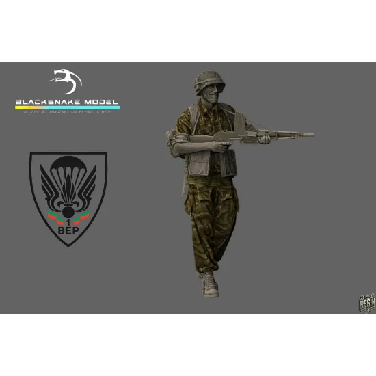 Black Snake Bep-02 1/35 Paratrooper Of The 1st Bep Foreign Legion Machine Gun Gunner Resin Figure