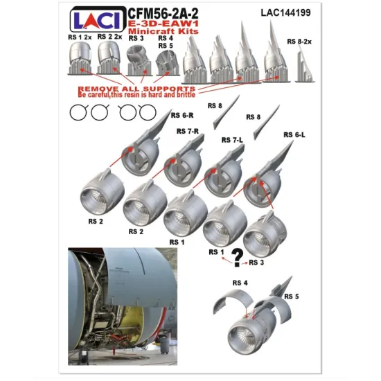 Laci 144199 1/144 Cfm56-2-a2 For E-3d Sentry Minicraft Kit