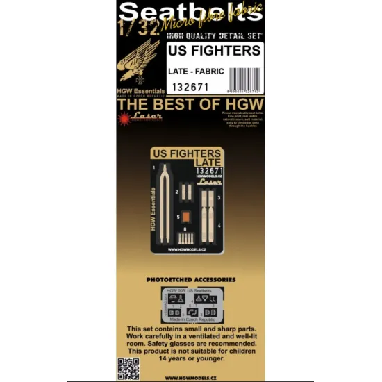 Hgw 132671 1/32 Us Fighters Late Fabric Textile Belts Photo-etched Accessories