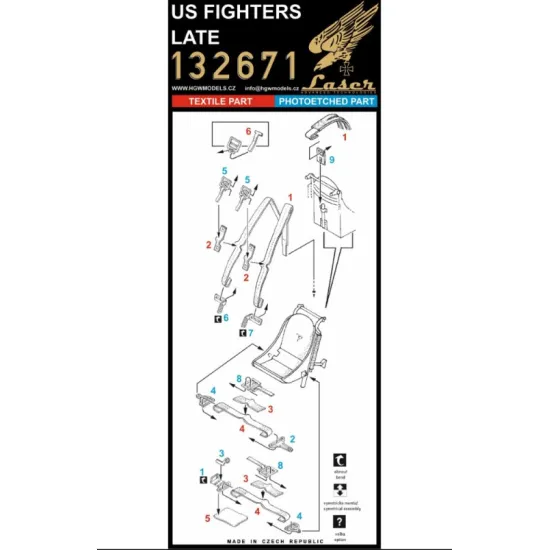 Hgw 132671 1/32 Us Fighters Late Fabric Textile Belts Photo-etched Accessories