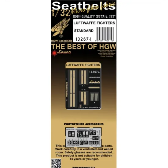 Hgw 132674 1/32 Luftwaffe Fighters Standard - Tracks Textile Belts Photo-etched Accessories