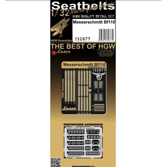 Hgw 132677 1/32 Messerschmitt Bf110 - Tracks Textile Belts Photo-etched Accessories