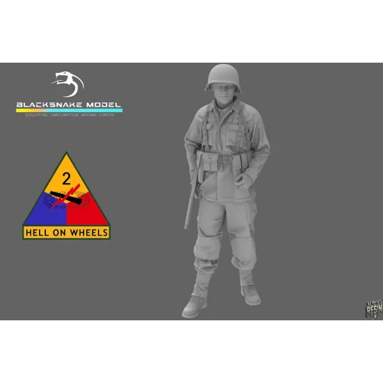 Black Snake 2nd-01 1/35 2nd Armored Infantry Soldier Thompson Ww2 Resin Figure