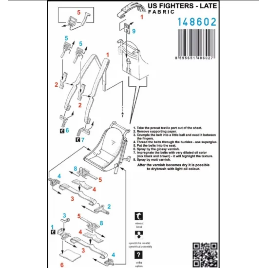 Hgw 148602 1/48 Us Fighters Late Fabric Tracks Photo-etched Accessories