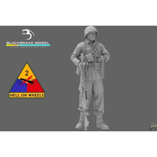 Black Snake 2nd-03 1/35 2nd Armored Infantry Mg Ww2 Resin Figure Kit