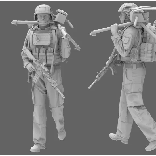 Black Snake Fr-13 1/35 French Soldier Tripod And Replacement Magnum 58 Cannon Resin Figure Kit