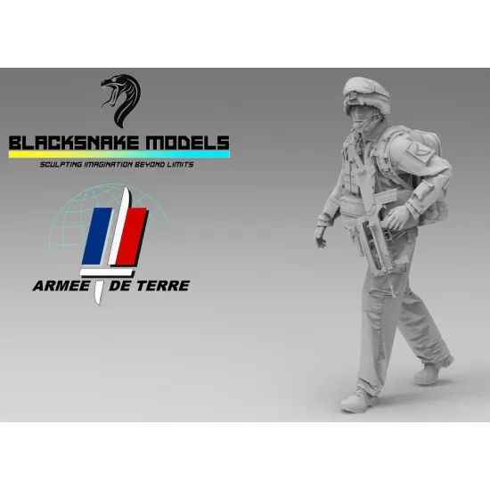 Black Snake Fr-16 1/35 French Soldier On Patrol In Afghanistan Resin Figure Kit