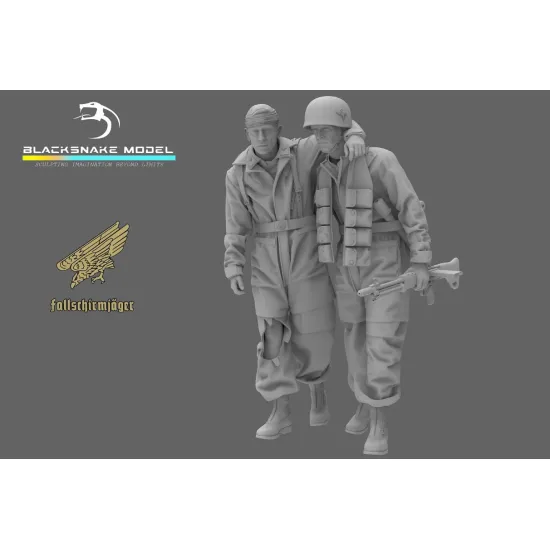 Black Snake Fsj-03 1/35 2 Fallschirmjager With A Wounded Comrade Resin Kit