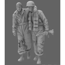 Black Snake Fsj-03 1/35 2 Fallschirmjager With A Wounded Comrade Resin Kit