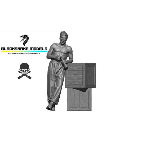 Black Snake Waffen-18 1/35 Waffen-ss Crew Member Normandy Summer 1944 Resin Figure Kit