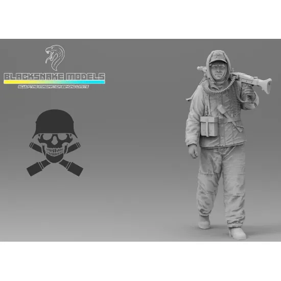 Black Snake Ttnkf-05 1/35 Infantryman Totenkopf In Winter Uniform Mg 42 Gunner Eastern Front