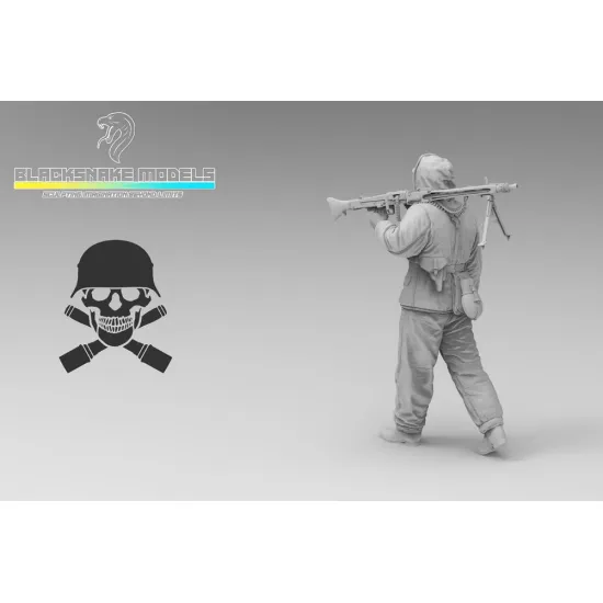 Black Snake Ttnkf-05 1/35 Infantryman Totenkopf In Winter Uniform Mg 42 Gunner Eastern Front