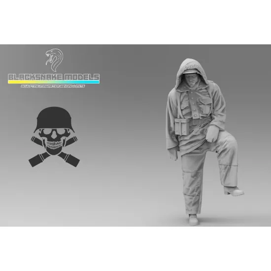 Black Snake Ttnkf-07 1/35 Infantryman Totenkopf In Winter Uniform Sidecar Crew Eastern Front