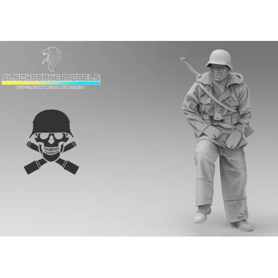 Black Snake Ttnkf-08 1/35 Infantryman Totenkopf In Winter Uniform Sidecar Pilot Eastern Front