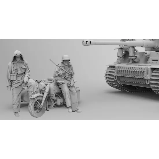 Black Snake Ttnkf-08 1/35 Infantryman Totenkopf In Winter Uniform Sidecar Pilot Eastern Front