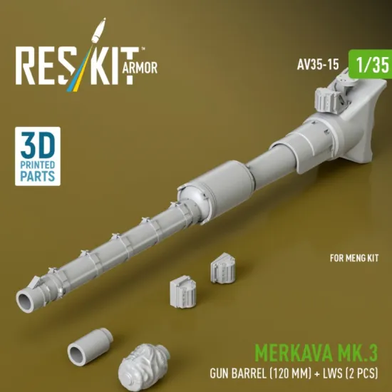 Reskit Rs-av35-0015 1/35 Merkava Mk 3 Gun Barrel 120 Mm Lws 2 Pcs For Meng Kit 3d Printed