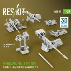 Reskit Rs-av35-0017 1/35 Merkava Mk 3 Mg Set V1 3 Pcs Machine Gun Mounts 3 Pcs For Meng/Hobbyboss Kit 3d Printed