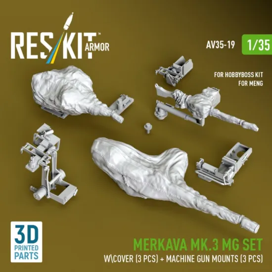 Reskit Rs-av35-0019 1/35 Merkava Mk 3 Mg Set W Cover 3 Pcs Machine Gun Mounts 3 Pcs For Meng/Hobbyboss Kit 3d Printed