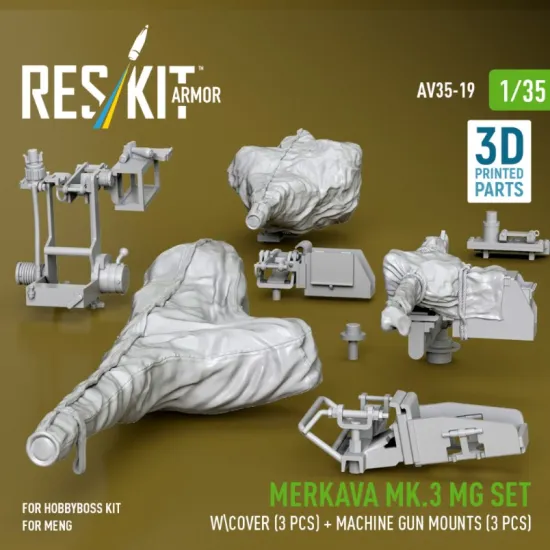 Reskit Rs-av35-0019 1/35 Merkava Mk 3 Mg Set W Cover 3 Pcs Machine Gun Mounts 3 Pcs For Meng/Hobbyboss Kit 3d Printed