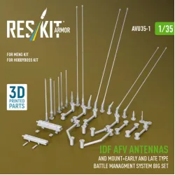 Reskit Rs-avu35-0001 1/35 Idf Afv Antennas And Mount Early And Late Type Battle Managment System Big Set 3d Printed