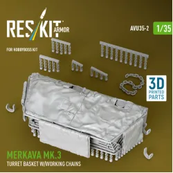 Reskit Rs-avu35-0002 1/35 Merkava Mk 3 Turret Basket W/Working Chains For Hobbyboss Kit 3d Printed