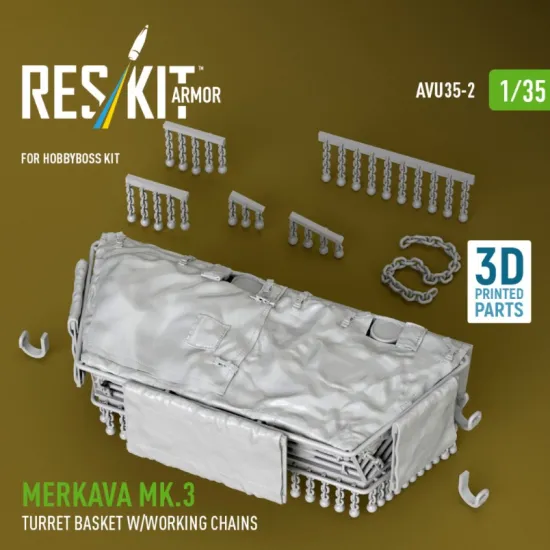 Reskit Rs-avu35-0002 1/35 Merkava Mk 3 Turret Basket W/Working Chains For Hobbyboss Kit 3d Printed