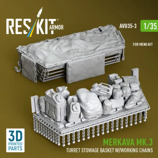 Reskit Rs-avu35-0003 1/35 Merkava Mk 3 Turret Basket W/Working Chains For Meng Kit 3d Printed
