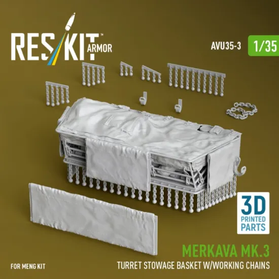 Reskit Rs-avu35-0003 1/35 Merkava Mk 3 Turret Basket W/Working Chains For Meng Kit 3d Printed