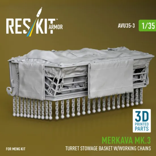 Reskit Rs-avu35-0003 1/35 Merkava Mk 3 Turret Basket W/Working Chains For Meng Kit 3d Printed