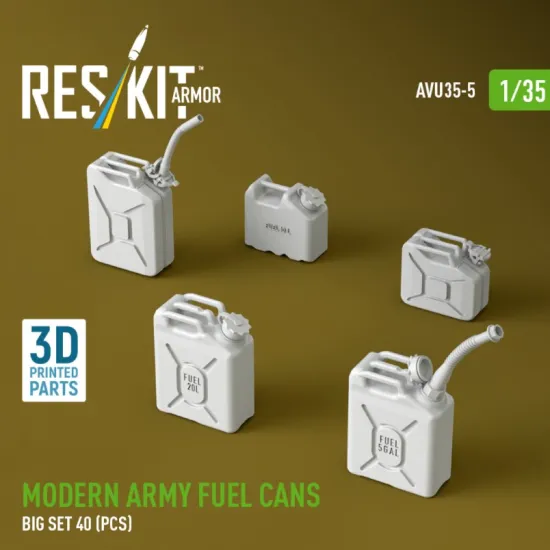 Reskit Rs-avu35-0005 1/35 Modern Army Fuel Cans Big Set 3d Printed