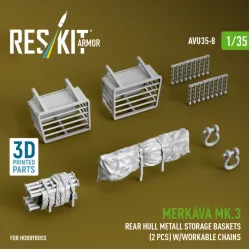 Reskit Rs-avu35-0008 1/35 Merkava Mk 3 Rear Hull Metall Storage Baskets 2 Pcs W/Workable Chains For Hobbyboss Kit 3d Printed