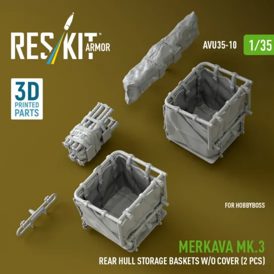 Reskit Rs-avu35-0010 1/35 Merkava Mk 3 Rear Hull Storage Baskets W/O Cover 2 Pcs For Hobbyboss Kit 3d Printed