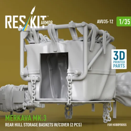 Reskit Rs-avu35-0012 1/35 Merkava Mk 3 Rear Hull Storage Baskets W/Cover 2 Pcs For Hobbyboss Kit 3d Printed