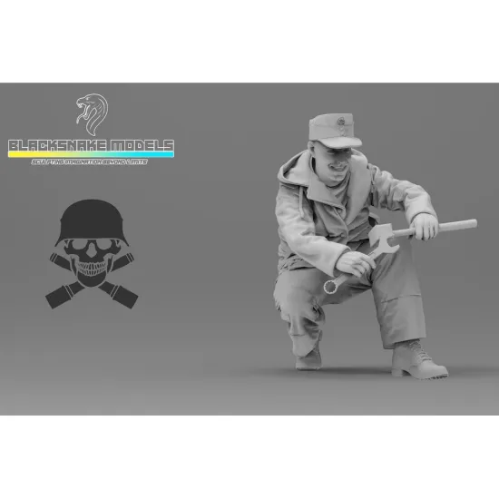 Black Snake Tiger-crew-02 1/35 Tiger Crew Totenkopf In Winter Uniform Eastern Front Resin Kit