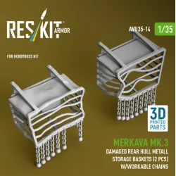 Reskit Rs-avu35-0014 1/35 Merkava Mk 3 Damaged Rear Hull Metall Storage Baskets 2 Pcs W/Workable Chains For Hobbyboss Kit 3d Printed
