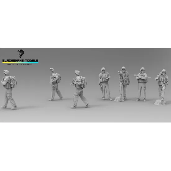 Black Snake Fr-afgha 1/35 7 French Troops In Afghanistan Resin Figur Kit