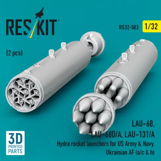 Reskit Rs32-0583 1/32 Lau-68 Lau-68d/A Lau-131/A Hydra Rocket Launchers For Us Army Navy Ukrainian Af A/C H 2 Pcs 3d Printed