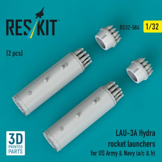 Reskit Rs32-0584 1/32 Lau-3a Hydra Rocket Launchers For Us Army Navy A/C H 2 Pcs 3d Printed