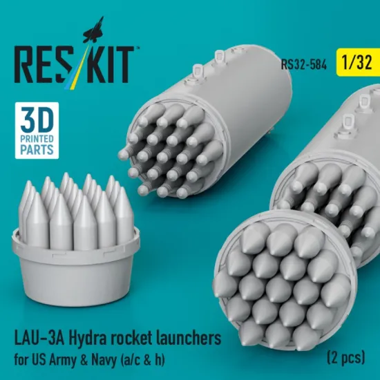 Reskit Rs32-0584 1/32 Lau-3a Hydra Rocket Launchers For Us Army Navy A/C H 2 Pcs 3d Printed