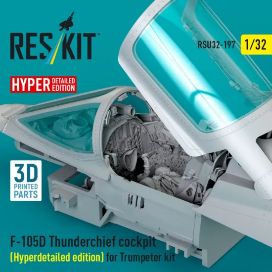 Reskit Rsu32-0197 1/32 F-105d Thunderchief Cockpit Hyperdetailed Edition For Trumpeter Kit 3d Printed