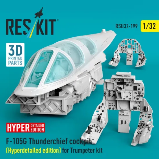 Reskit Rsu32-0199 1/32 F-105g Thunderchief Cockpit Hyperdetailed Edition For Trumpeter Kit 3d Printed