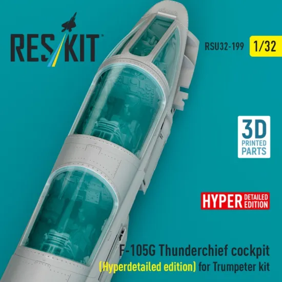 Reskit Rsu32-0199 1/32 F-105g Thunderchief Cockpit Hyperdetailed Edition For Trumpeter Kit 3d Printed