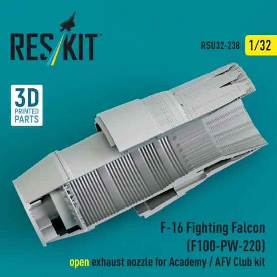 Reskit Rsu32-0238 1/32 F-16 Fighting Falcon F100-pw-220 Open Exhaust Nozzle For Academy / Afv Club Kit 3d Printed
