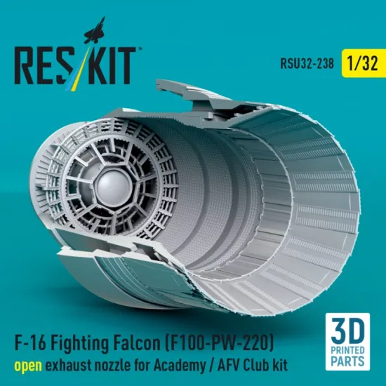 Reskit Rsu32-0238 1/32 F-16 Fighting Falcon F100-pw-220 Open Exhaust Nozzle For Academy / Afv Club Kit 3d Printed