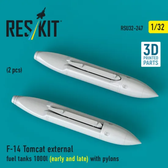 Reskit Rsu32-0247 1/32 F-14 Tomcat External Fuel Tanks 1000l Early And Late With Pylons 2pcs 3d Printed
