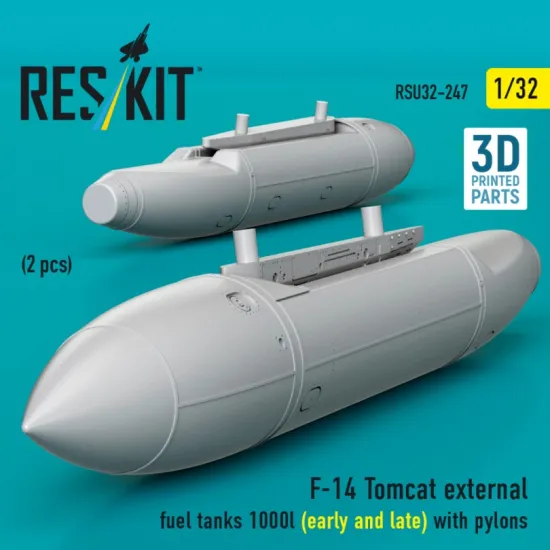 Reskit Rsu32-0247 1/32 F-14 Tomcat External Fuel Tanks 1000l Early And Late With Pylons 2pcs 3d Printed