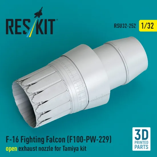 Reskit Rsu32-0252 1/32 F-16 Fighting Falcon F100-pw-229 Open Exhaust Nozzle For Tamiya Kit 3d Printed