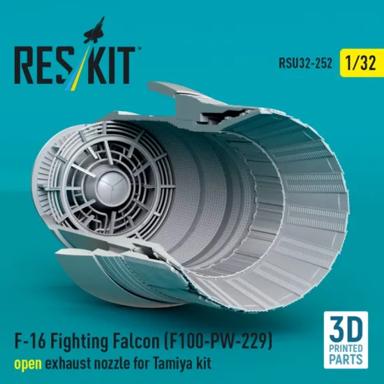 Reskit Rsu32-0252 1/32 F-16 Fighting Falcon F100-pw-229 Open Exhaust Nozzle For Tamiya Kit 3d Printed
