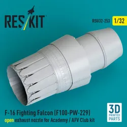 Reskit Rsu32-0253 1/32 F-16 Fighting Falcon F100-pw-229 Open Exhaust Nozzle For Academy / Afv Club Kit 3d Printed